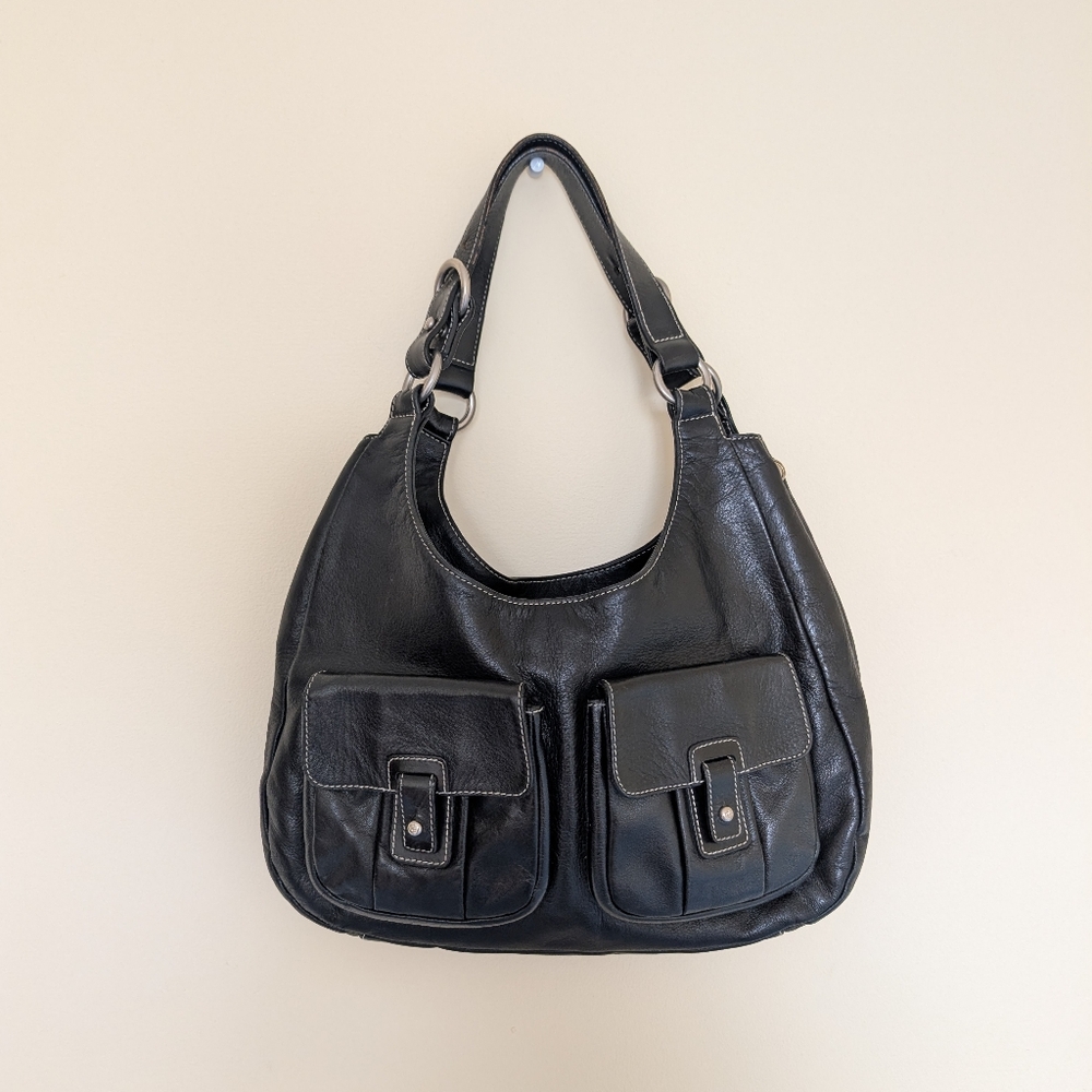 Vintage Ralph Lauren Black Leather Hobo Purse